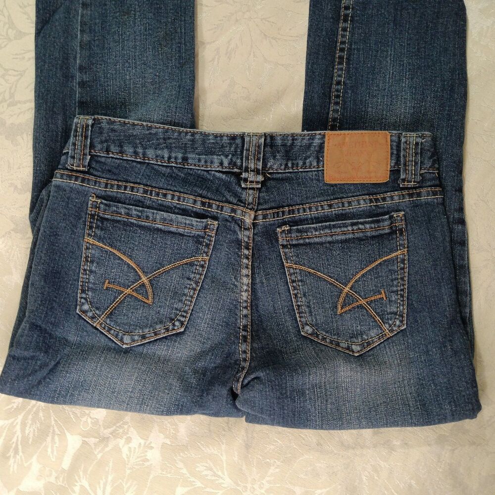 Amethyst Jeans Womens Regular 9 Skinny Stretchy Blue Denim Lightly Distressed